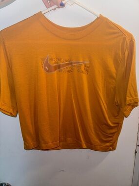 Nike Orange Crop Tee with Swoosh Graphic